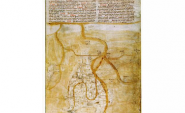 Paolino Veneto, Chronologia Magna, c. 7r: Pianta di Venezia. Venezia, Biblioteca Nazionale Marciana, Cod. Marc. Lat. Z. 399 (=1610)