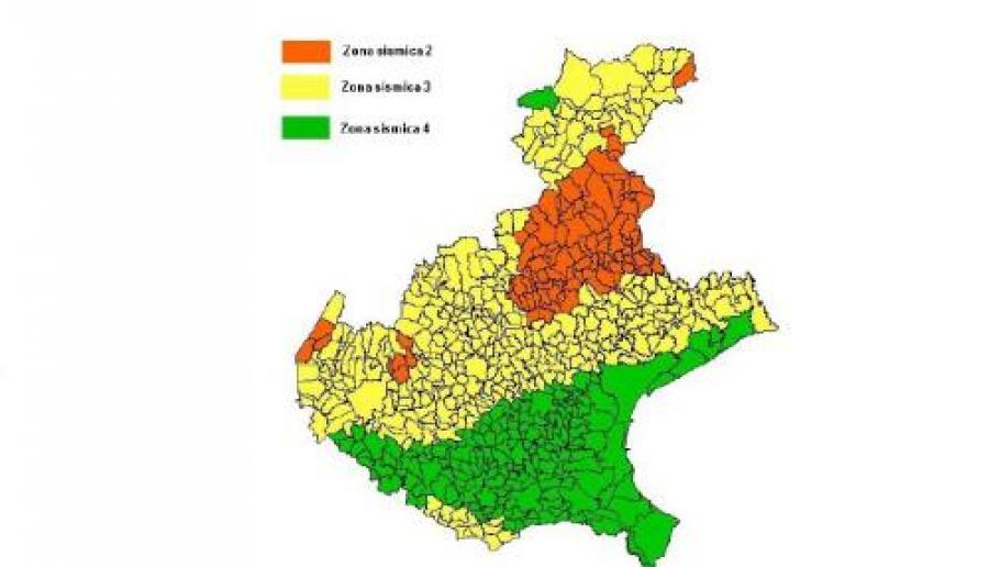 Mappa delle zone sismiche del Veneto Mappa delle zone sismiche del Veneto