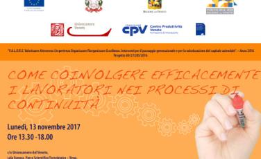 Workshop Come coinvolgere efficacemente i lavoratori nei processi di continuità Workshop Come coinvolgere efficacemente i lavoratori nei processi di continuità