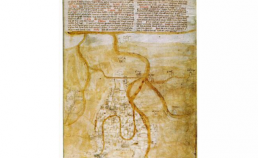Paolino Veneto, Chronologia Magna, c. 7r: Pianta di Venezia. Venezia, Biblioteca Nazionale Marciana, Cod. Marc. Lat. Z. 399 (=1610) Paolino Veneto, Chronologia Magna, c. 7r: Pianta di Venezia. Venezia, Biblioteca Nazionale Marciana, Cod. Marc. Lat. Z. 399 (=1610)